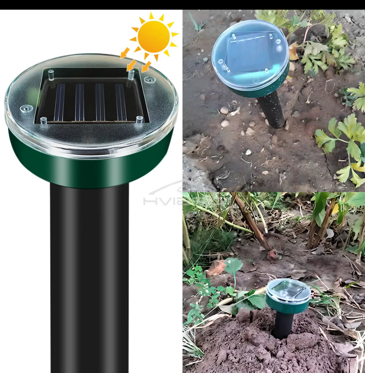 Solar Repeller Powered Ultrasonic Sonic Mouse Mole Pest ￼