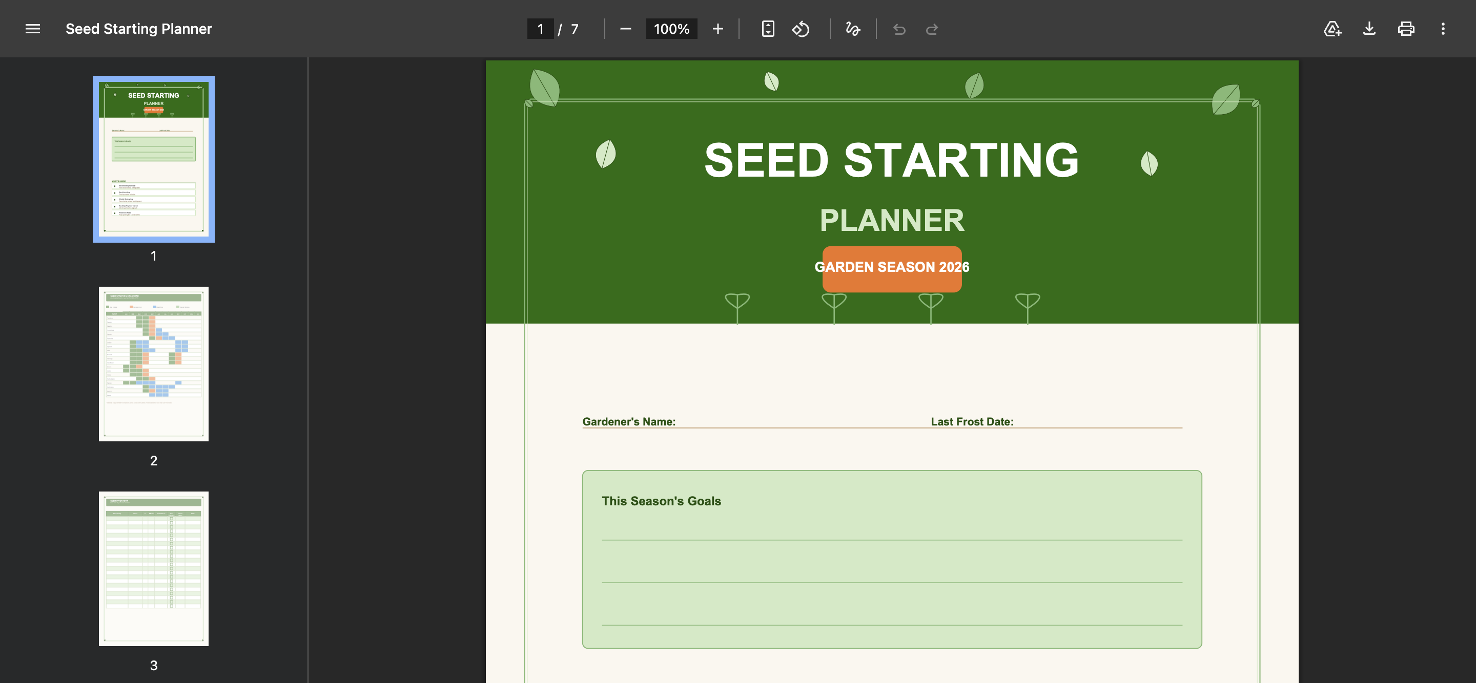 Seed Starting Planner